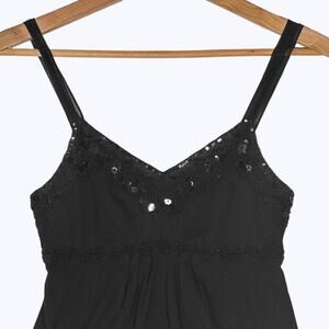 Express VTG Y2K Babydoll Mesh Beaded Sequin Tank Top Women's S Whimsygoth Goth